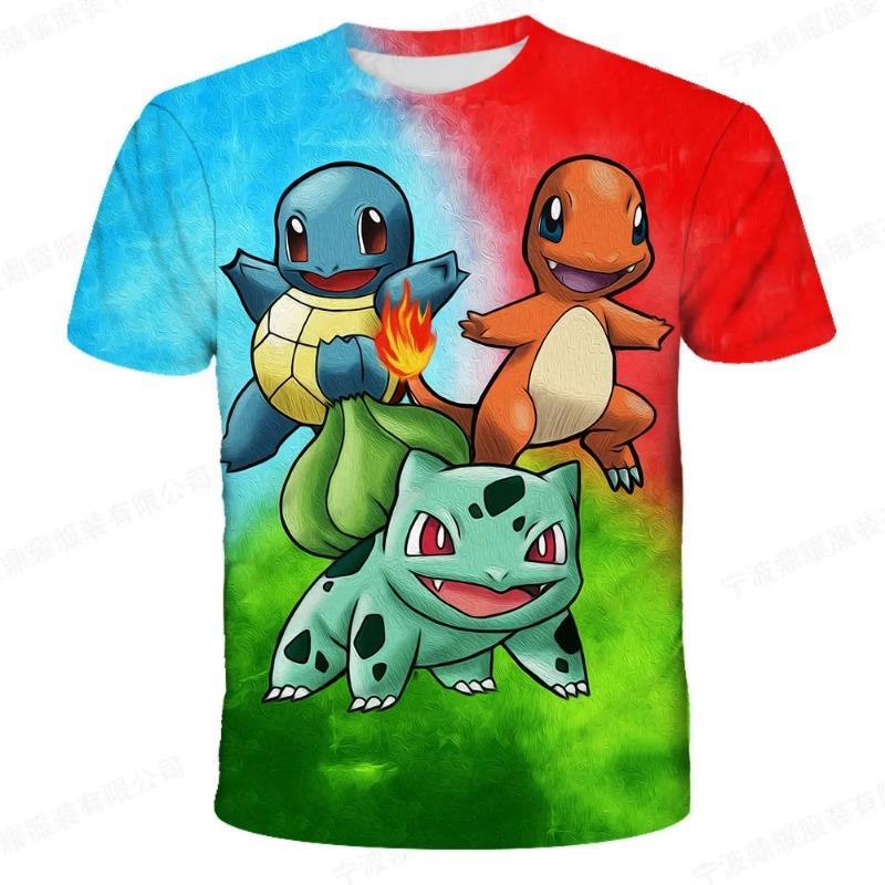 Kids 3D T-shirt Pocket Monster Cartoon Short Sleeve Tops Summer Casual Wear