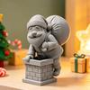 Festive Gift Bag Santa Decor for Window 3D Printed Climbing Figurine, Christmas Cute Claus Ornament Atmosphere Tabletop with Holiday Home Office