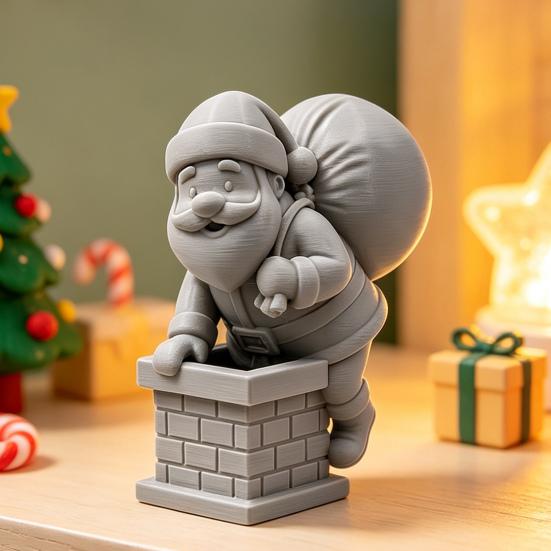 Festive Gift Bag Santa Decor for Window 3D Printed Climbing Figurine, Christmas Cute Claus Ornament Atmosphere Tabletop with Holiday Home Office