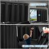 ZATOOTO Car Curtains with Extendable Suede Side Curtains for Room Easy UV Disaster Privacy Set of Black Rods, Dividers, Blackout, Sunshade,