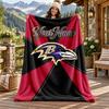 Baltimore Ravens Custom Name Flannel Blanket Personalized Soft Warm Plush Throw Blanket Customized Gift for Family Friends