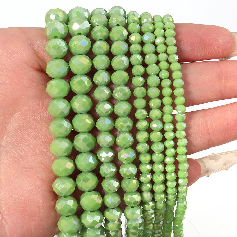 1 Strand Faceted Crystal Beads Olive Green Abacus Glass Loose Spacer Beads For Jewelry Making DIY Necklace Bracelet 3/4/6/8mm