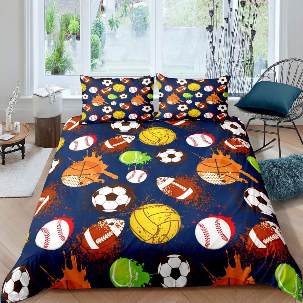 Tennis Ball Duvet Cover Set Sports Game Themed Bedding Set Twin Size For Boys Teens Adult Tennis Racket Ball Comforter Cover
