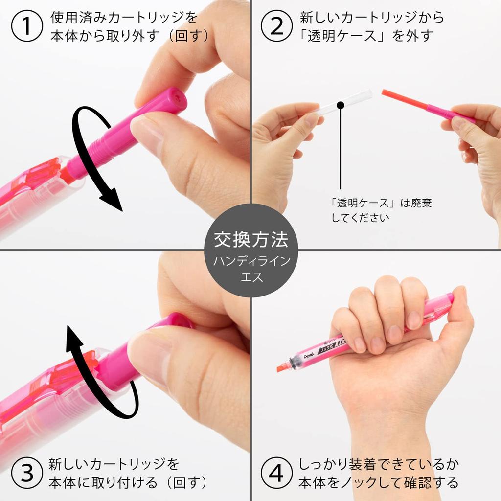 PENTEL Handyline S Highlighter Pen Cartridge Pink XSLR3-P (10 Pieces)