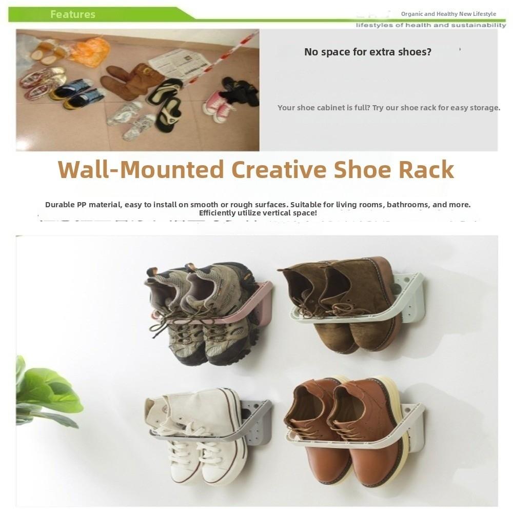 Folding Design Shoes Rack Self Adhesive Shoes Storage Rack Wall Mounted Rack  Bathroom Storage