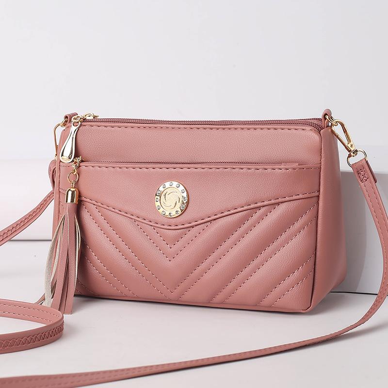 Soft Leather Women's Bag Mother Bag Fashionable Multi-layer Middle-aged One-shoulder Crossbody Bag Small Square Bag