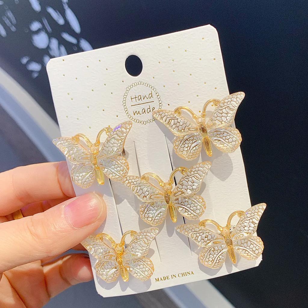 5pcs/set Butterfly Hair Clips Sweet Women Gradient Compact Hairpins Mini Infant Girls Cute Colors Barrette Headwear Attachments