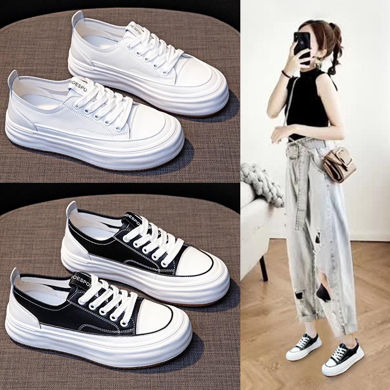 Little White Shoes Women's Leather Spring New Flat Casual Shoes Versatile Board Shoes Women's Sports Shoes