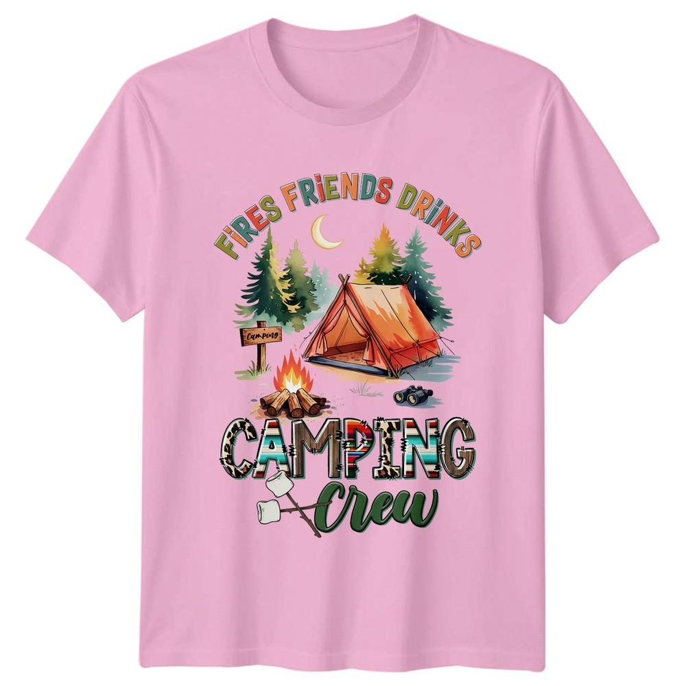 Camping Crew Fires Friends Drinks Outdoors Graphic Tee Unisex Unisex Unisex Top