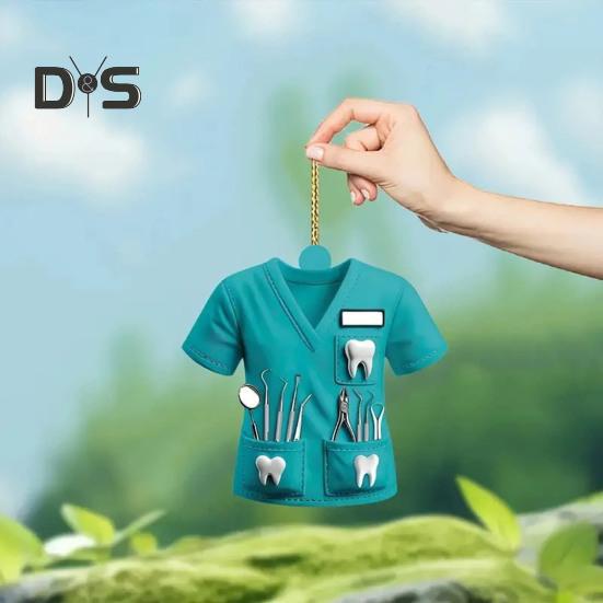 Pendentif décoratif en acrylique pour rétroviseur de voiture avec cordon, facile à accrocher, ornement unique pour vêtements médicaux