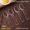 500pcs Disposable Disposable Plastic Spoons Clear Dessert Cake Scoop  Tableware