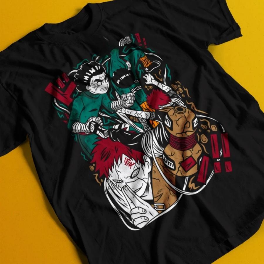 

Rock Lee T-shirt Naruto T-shirt Jiraya Madara Kakashi Itachi Uchiha Gaara Summer New Vintage Fashion Men and Women Streetwear XXXXXL чорний