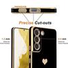 Coque de protection - BOOLING - Samsung Galaxy S21 - Silicone Noir - Motif Coeur Doré - Antichoc