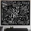 Black and White Inspirational Wall Tapestry, Positive Saying Aesthetic Decor Wall Hanging for Bedroom Kids Teen Girl Boy Dorm
