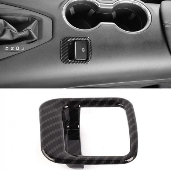 Carbon Fiber Car Electronic Brake Button Frame Cover Trim for Ford Mustang 2024+