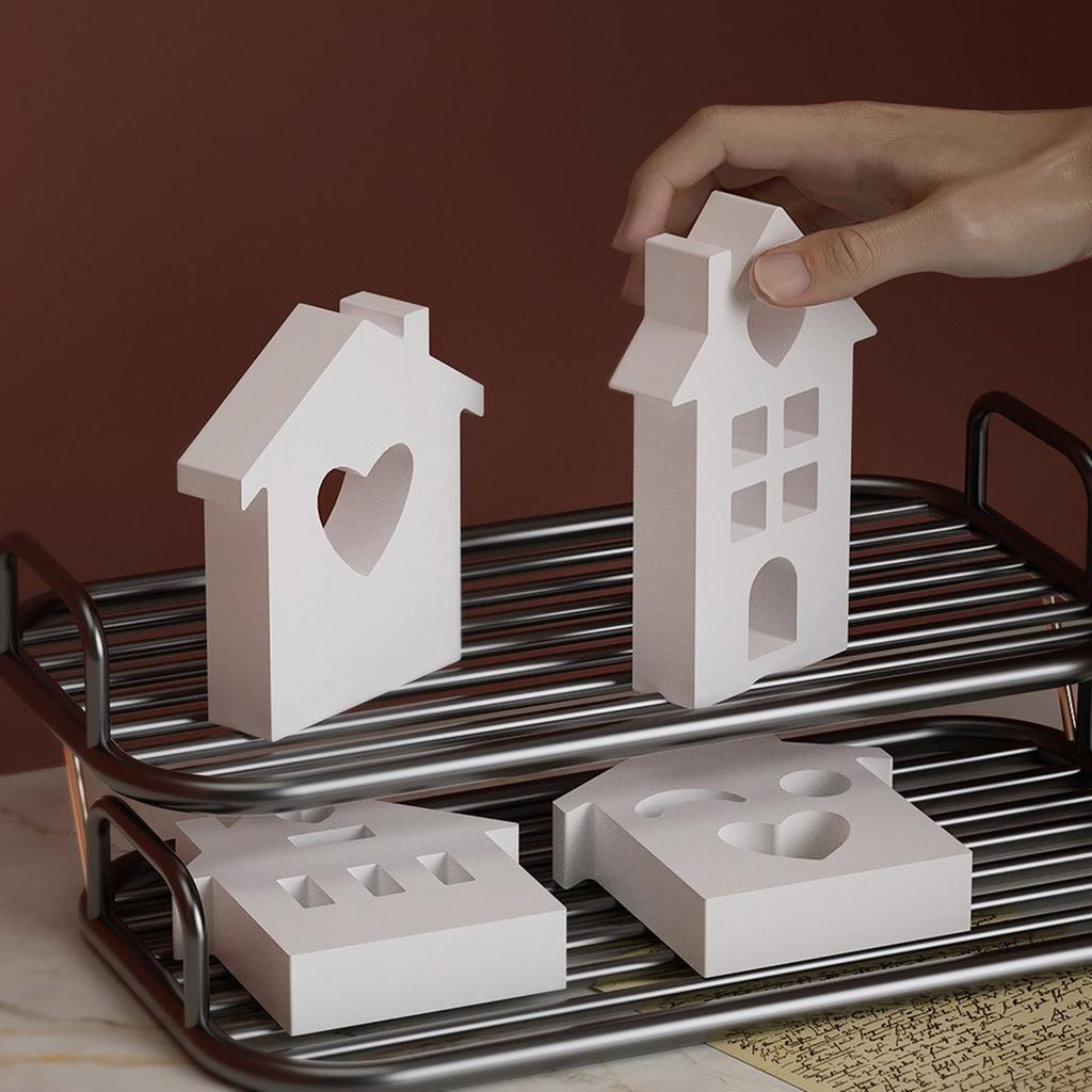 3D House Silicone Molds for Resin Heart House Shaped Candle Mold Scented Candle Making Cake Decorations Baking Tools