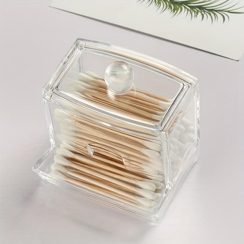 1pc Clear Cotton Swab Pads Holder, Qtips Holder Cotton Buds Ball Dispenser, Bathroom Containers Organizer, Clear Apothecary Jar