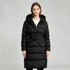 New products in winter are in stock, comfortable and warm, solid color, medium and long, super thick hooded strap cotton jacket.