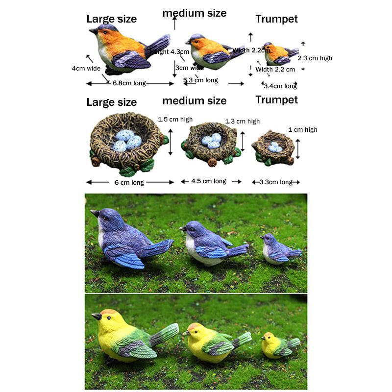 4Pcs Mini Bird Figure Model Cartoon Resin Crafts Diy Plant Bonsai Figurines Fairy Garden Dollhouse Miniatures Decor