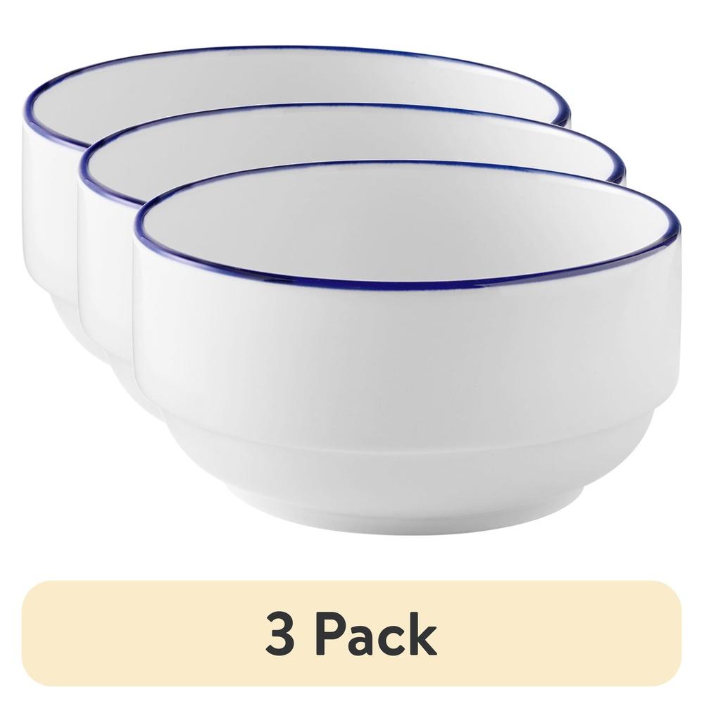 

(3 pack Blue Rim Stoneware Bowl United States