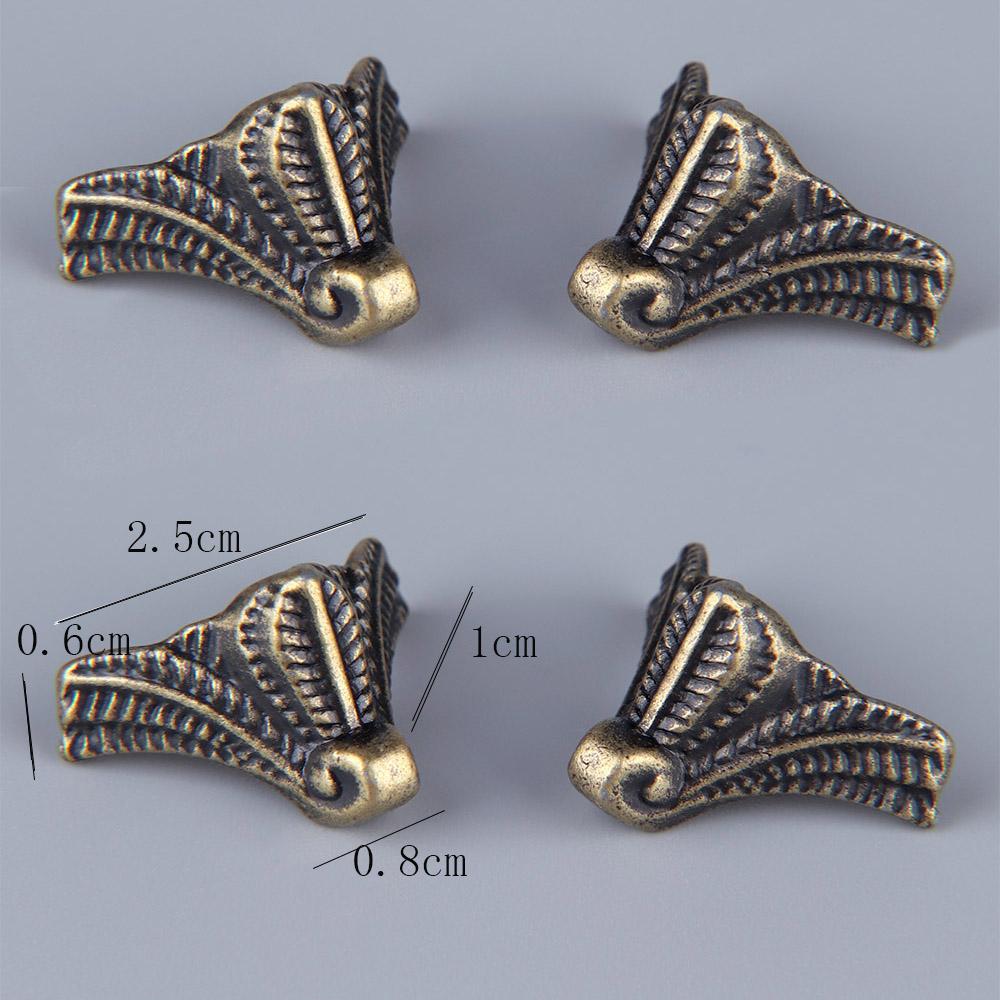 4PCS/set Antique Corner Protector Bronze Jewelry Chest Box Wooden Case Decorative Feet Leg Metal Corner Bracket Hardware