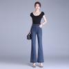 Elastic Waist Fashion Micro Cut Jeans High Waist Slim High-end Ladies Temperament Fishtail Flare Pants