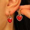 Yousheng 1 Pair Drop Earrings, Detachable Pendant Design Women Earrings, Heart Rhinestones Inlaid Versatile Earrings for Jewelry