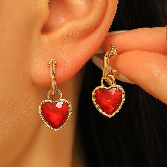 Yousheng 1 Pair Drop Earrings, Detachable Pendant Design Women Earrings, Heart Rhinestones Inlaid Versatile Earrings for Jewelry