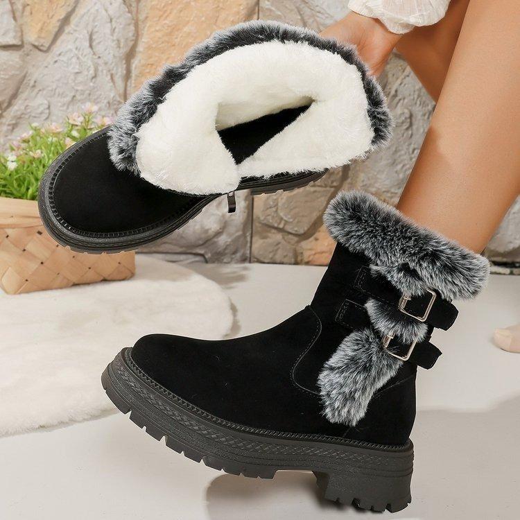 

Women s fashion soft elastic winter warm cold padded snow boots thick-soled non-slip wear-resistant outdoor leisure sports cotton boots 36