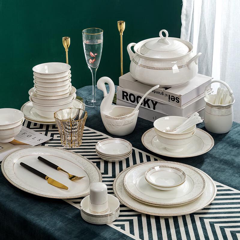 Ruhan 60-Piece European Bone China Tableware Set