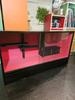 [USED] Showcase, Display Shelf, Glass Drawer, Black Pink, Wooden Rack, Showa Retro