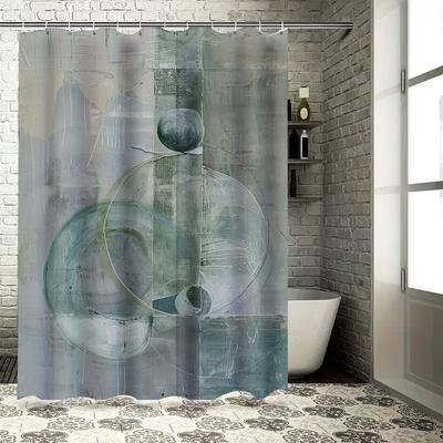 Modern Abstract Bathroom Shower Curtain Set Green Blue Geometric Design for Bathtub Decor Buy On .