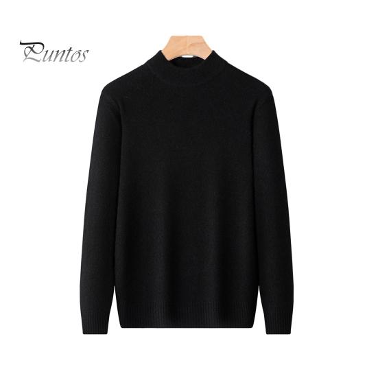 

Осень-зима мужской свитер с круглым вырезом, толстый эластичный, с длинными рукавами, облегающий, теплый, однотонный, трикотажный свитер на каждый день M чёрный