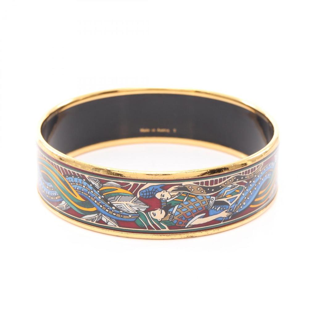 Used HERMES EmailleGM Bangle Gold Plated Cloisonne Gold Multicolor Gold Used Women