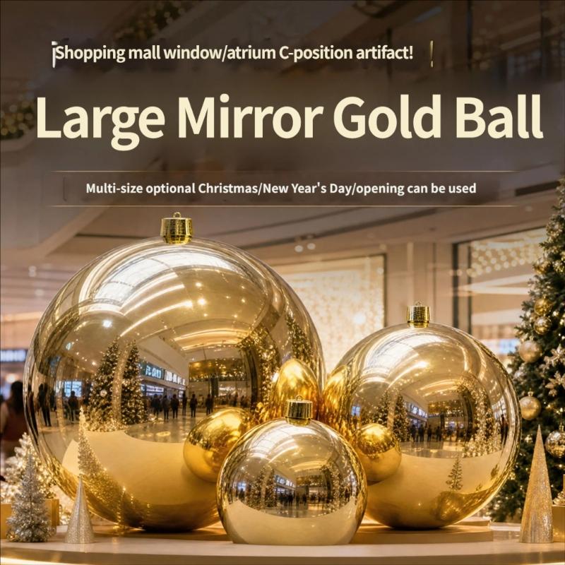 Large Gloss Golden Christmas Ball Ornament Shatterproof Plastic Decorative Baubles For Christmas Tree Wreath Home Decoration