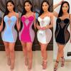 X5047 European-American Fashion Spaghetti Strap Mesh Bodycon Dress