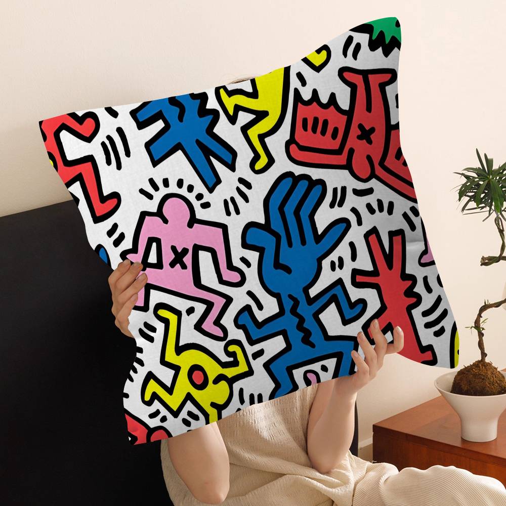 Retro Abstract Cartoon K-KeithS Pillow Anime Pillow Sofa Bed Head Pillow Cover Cushion Cover 45x45 Cm Fashion