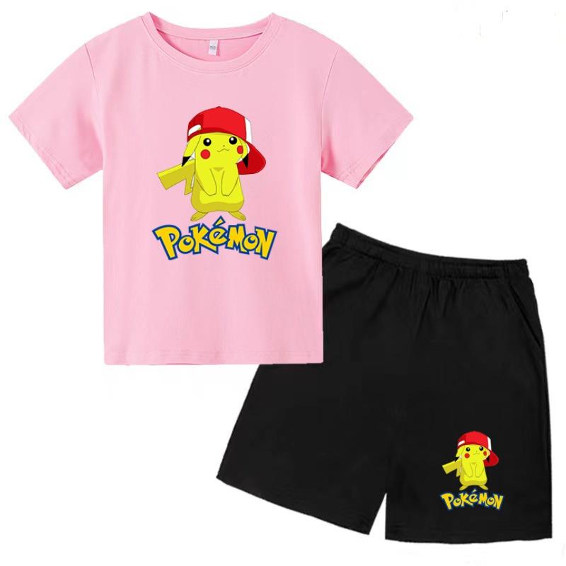 Children's Hot-selling T-shirt Two-piece Set Summer Anime Boys and Girls Short-sleeve Shorts Casual Cute Jacket