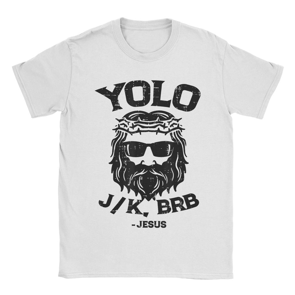 Yolo Jk BRB Jesus Funny Easter Day Unisexs T Shirts Awesome Tee Shirt Short Sleeve Round Collar TShirts Cotton Clothing