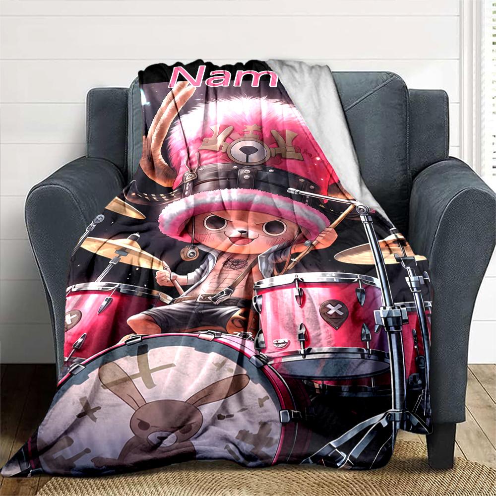Customiz Name Personality One Piece Chopper Blanket Soft &Warm Sofa Office Bed Travel Lunch Break Blanket, Gift Suitable All Seasons