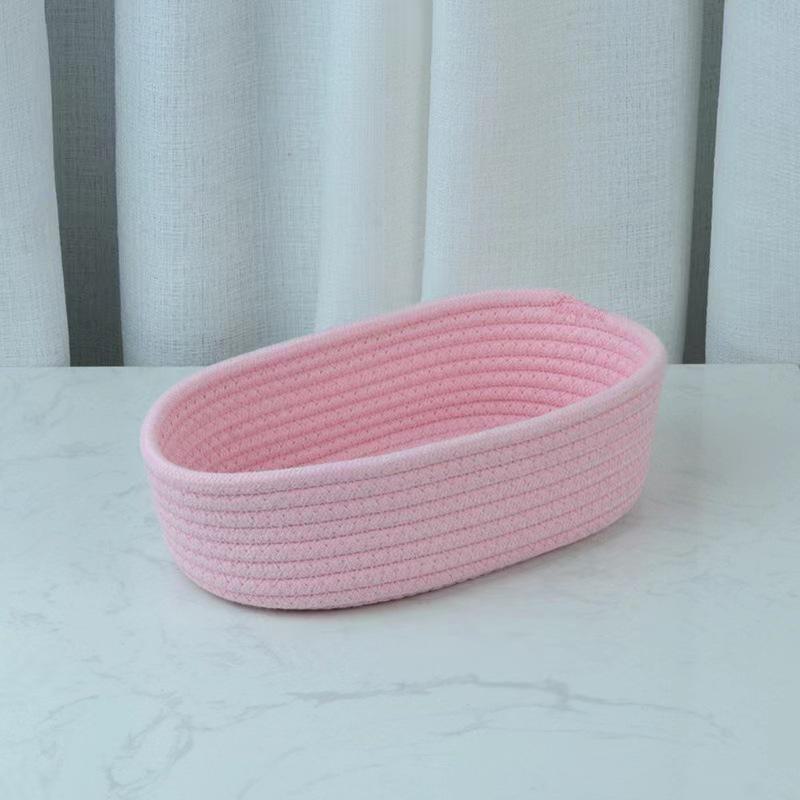 

Сплетенная вручную хлопковая корзина для хранения настольных мелочей — органайзер в форме лодки для закусок, косметики и многого другого Medium 26*16*8