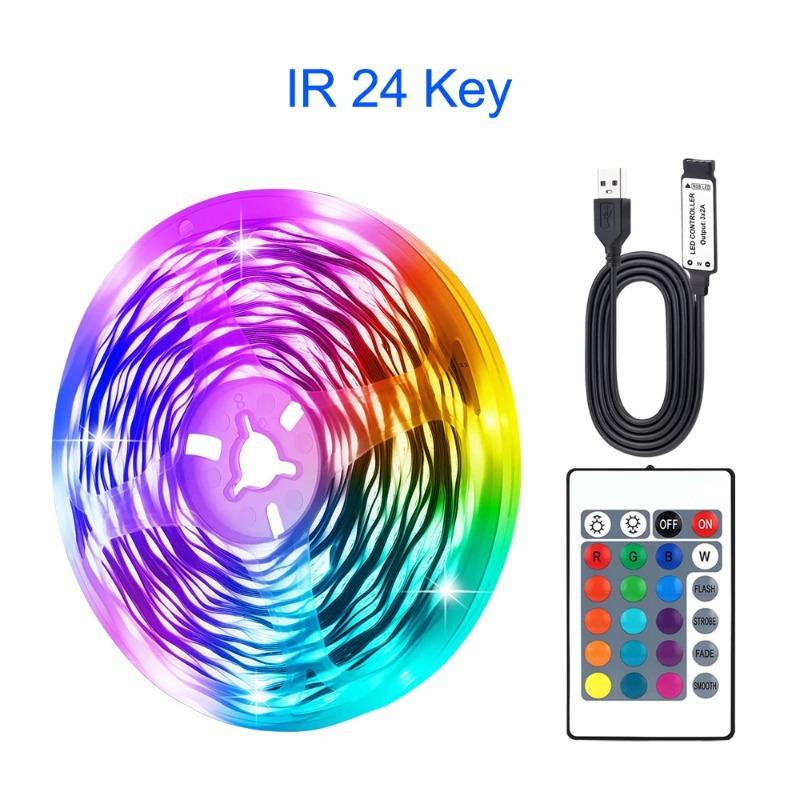 5V RGB Seven-Color LED Strip with 16 USB-Powered Self-Adhesive Lights for TV Background Atmosphere