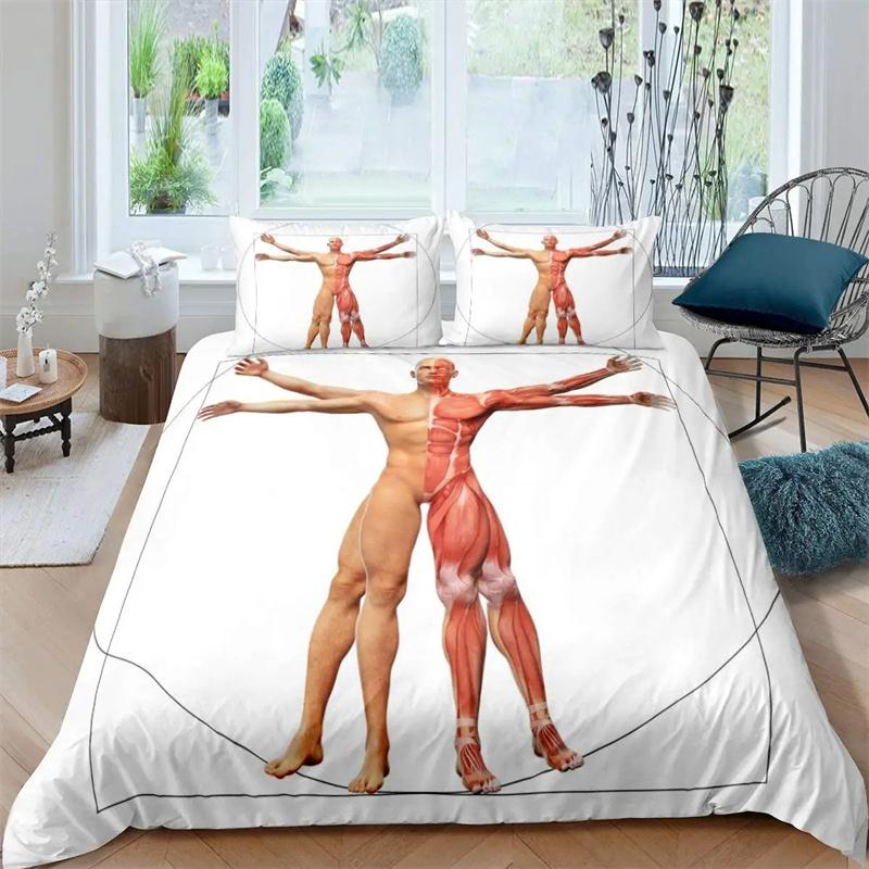Housse de couette Anatomie Humaine Roi Reine Structure Corporelle Organe Collection de Literie Éducation Médicale Biologie Cellulaire Housse de Couette Douce en Polyester
