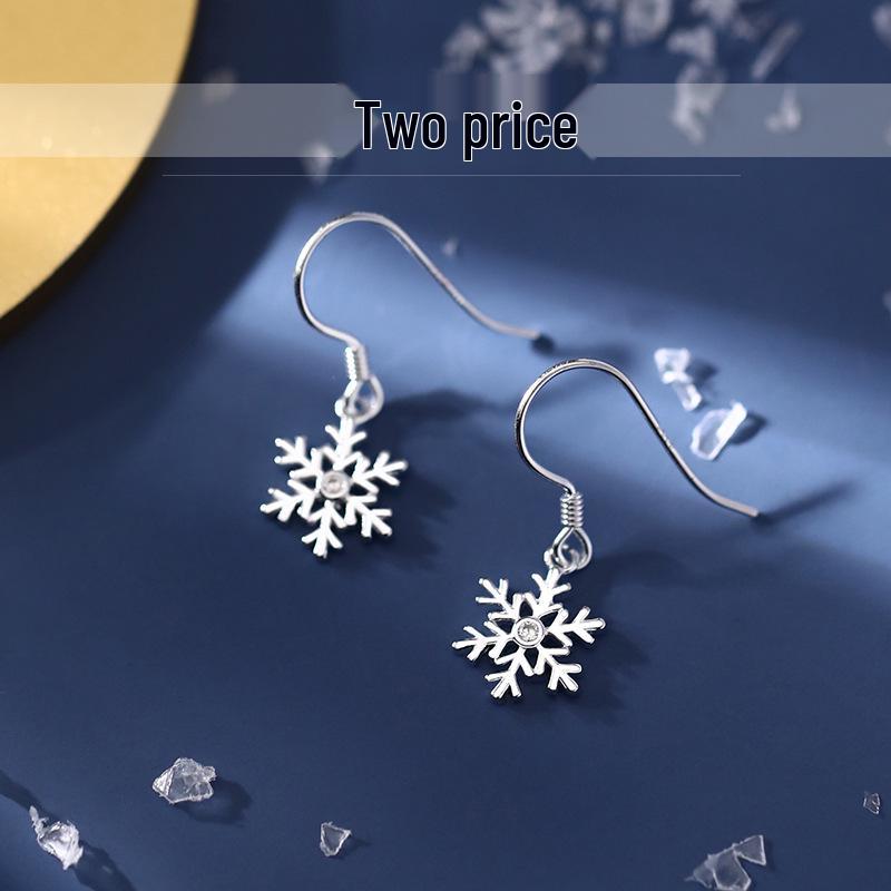 925 Sterling Silver Snowflake Earrings - Simple Flower Studs & Girlish Heart Dangles for Autumn/Winter
