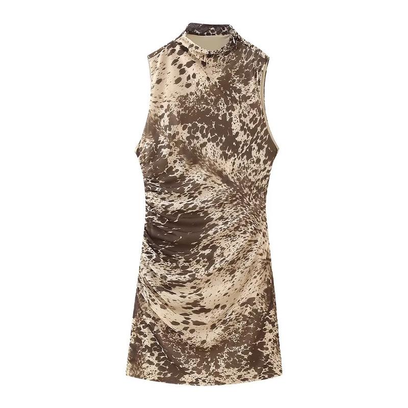 2025 Winter European & American Style Women s Animal Print Silk Mesh Dress Medium
