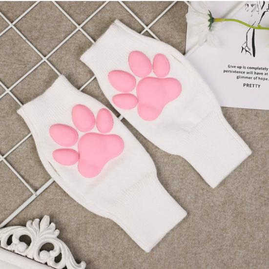Women Cat Paw Gloves, Soft Plush Fingerless Mittens with Kitten Paw Pads for Halloween, Party, Gift for Girlfriend, Daughter