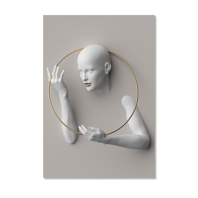Nordic Figure Statue Art Canvas Painting Abstract Women Portrait Art Poster and Print Wall Pictures for Modern Living Room Decor