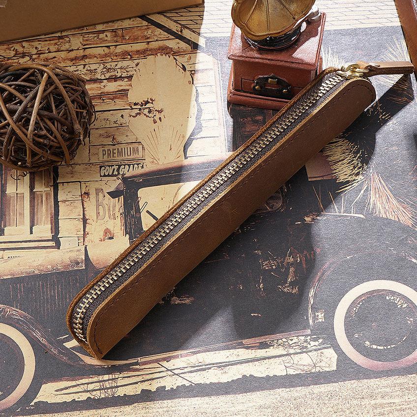 2026 Retro Simple Cowhide Apple Stylus Protective Pen Cover Storage Bag Portable Leather Mini Pencil Case