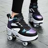 4-Wheel Dual-Use Skating Shoes Double-Row Roller Men's Casual Sneakers Women's Men's Sport Walking Running Shoes