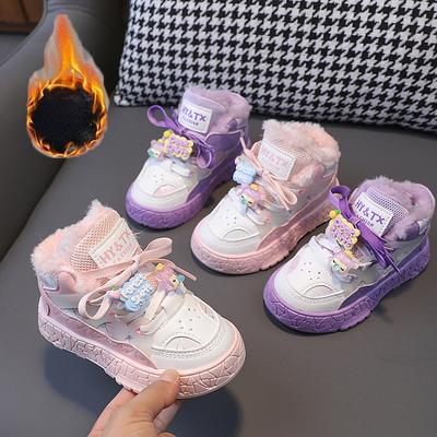 Winter Neue Warme Baumwollschuhe mit Plüsch und Verdickten Schneestiefeln Kinderschuh Trend